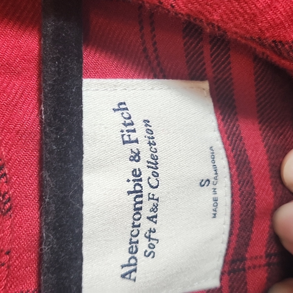 Abercrombie Soft A&F Red And Black Plaid Button D… - image 2